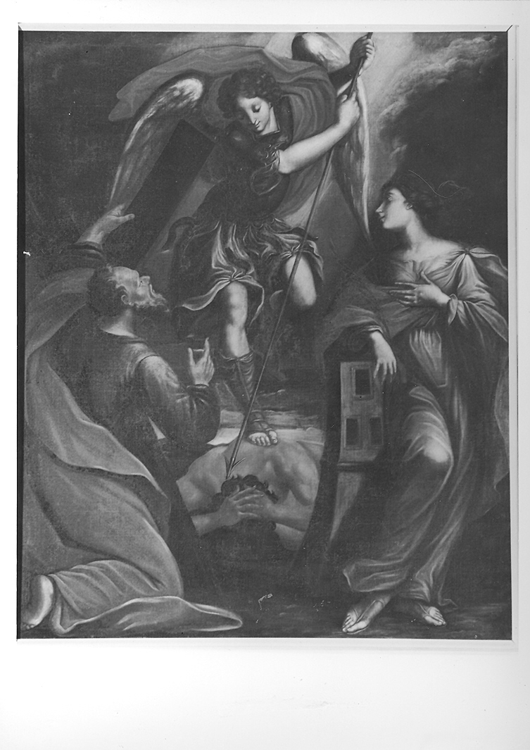 San Michele Arcangelo e i Santi Pietro e Barbara (dipinto) di Patanazzi Alfonso (fine/inizio secc. XVII/ XVIII)