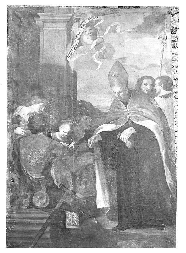 San Tommaso da Villanova distibuisce l'elemosina ai poveri (dipinto) di Trasi Ludovico (sec. XVII)