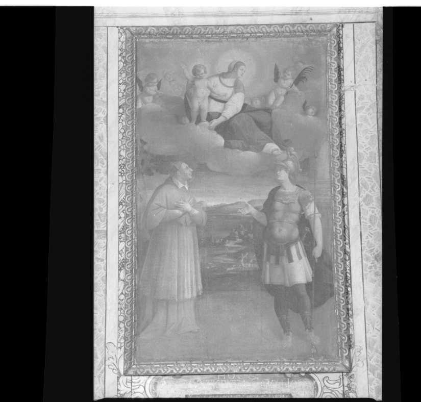 Madonna con Bambino, San Carlo Borromeo e San Vito (dipinto) - ambito marchigiano (prima metà sec. XVII)