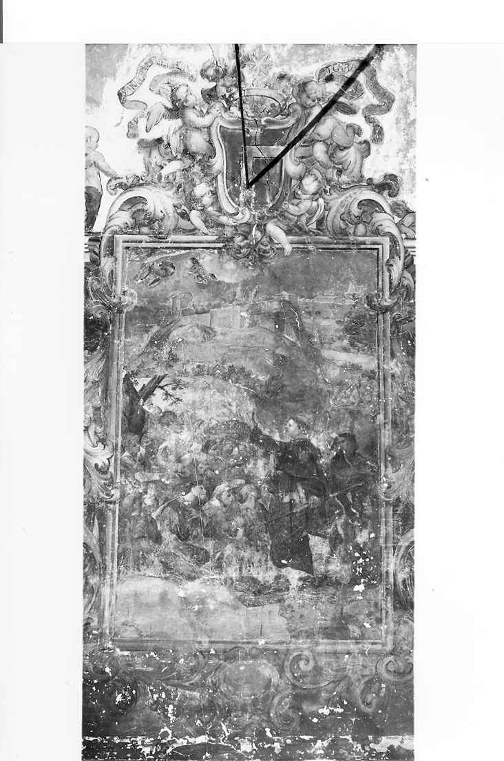 San Nicola da Tolentino benedice la popolazione di San Ginesio (dipinto, ciclo) di Anastasi Giovanni (fine/inizio secc. XVII/ XVIII)