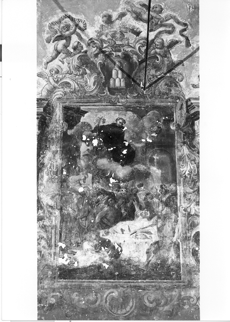 San Nicola da Tolentino ridona la vita alla giovane Filippa Baracca (dipinto, ciclo) di Anastasi Giovanni (fine/inizio secc. XVII/ XVIII)
