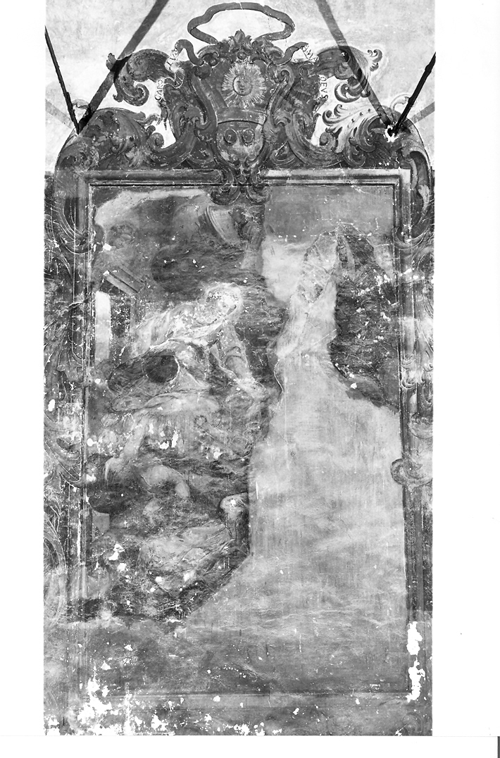 San Nicola da Tolentino assistito dai SSan Agostino e Monica vede la Madonna (dipinto, ciclo) di Anastasi Giovanni (fine/inizio secc. XVII/ XVIII)