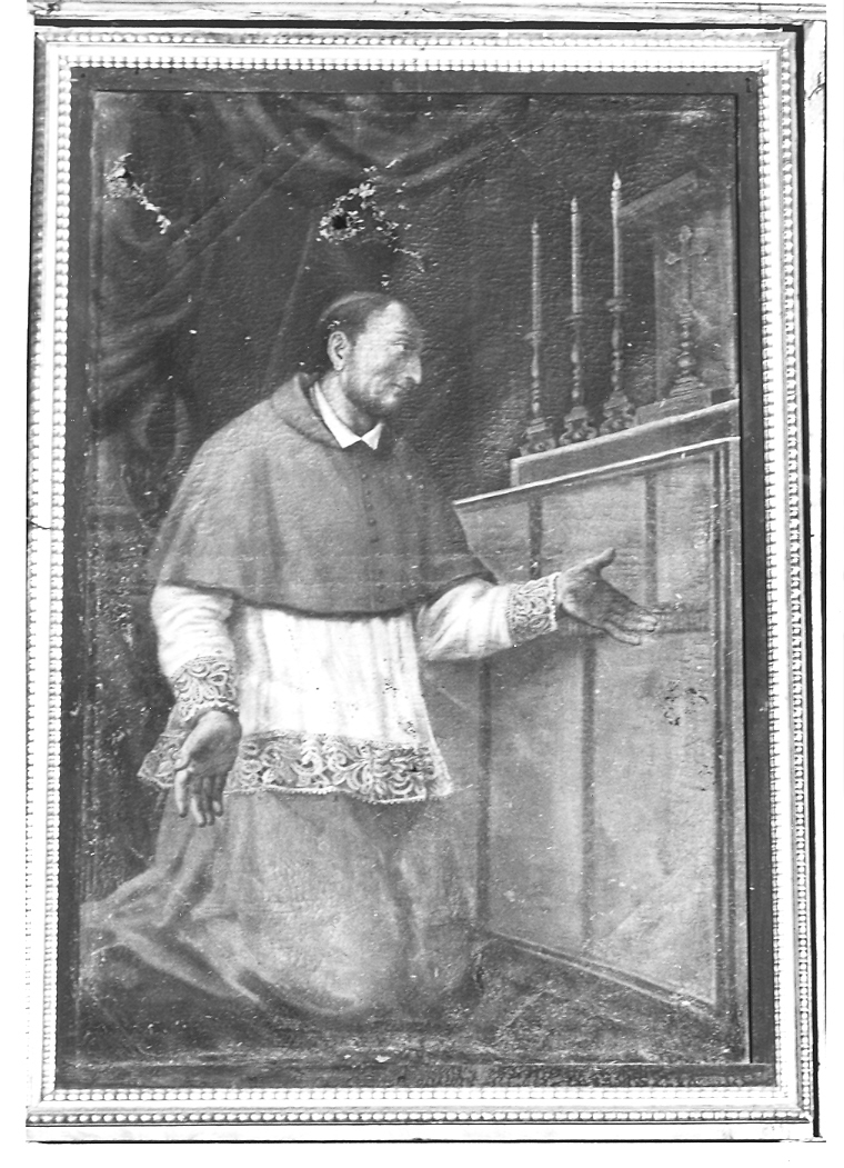 San Carlo Borromeo adora la croce (dipinto) - ambito marchigiano (prima metà sec. XVII)