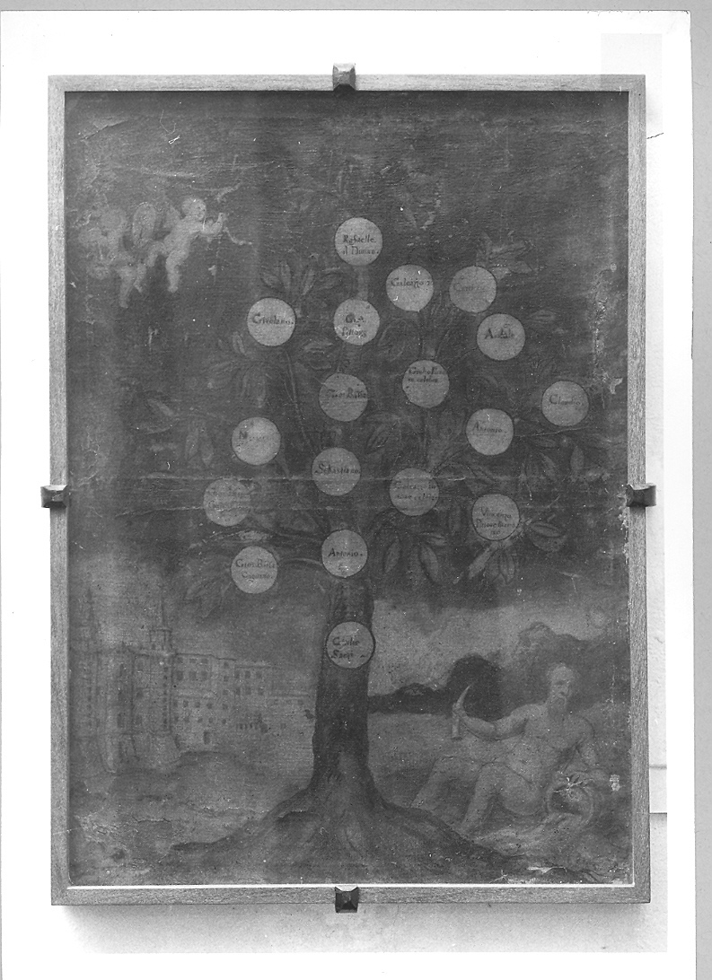 albero genealogico della famiglia Santi (dipinto) - ambito marchigiano (seconda metà sec. XVI)