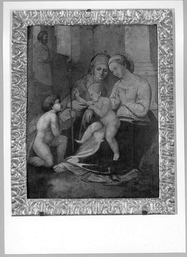 Madonna con Gesù Bambino San Giovanni Battista bambino e Sant'Elisabetta (dipinto) - ambito marchigiano (sec. XVI)