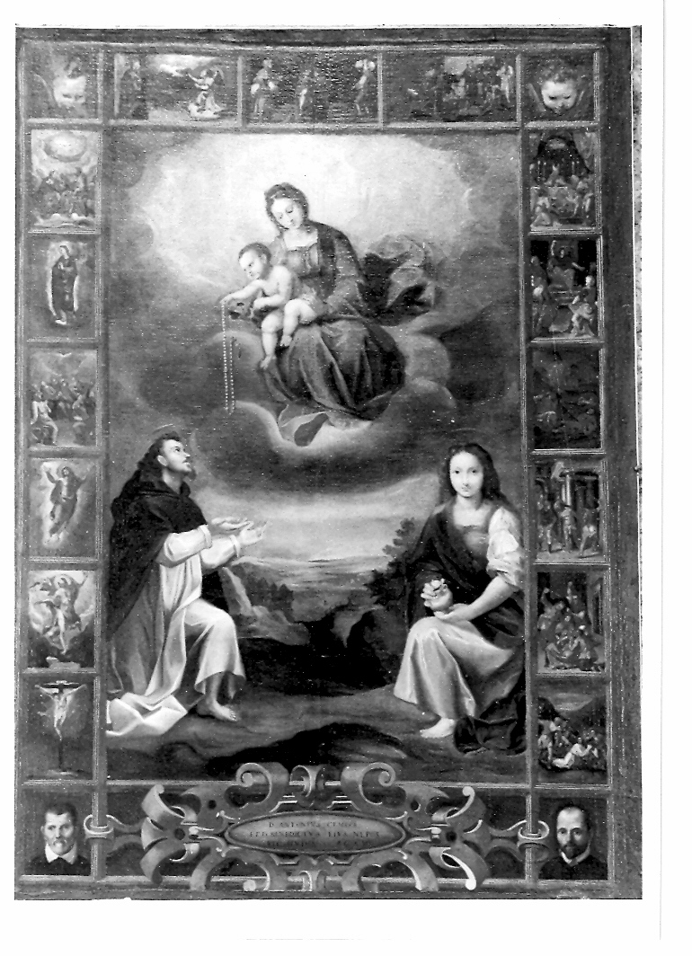 Madonna del Rosario con San Domenico e Santa Maria Maddalena (dipinto) di Fiori Federico detto Barocci (scuola) (fine sec. XVI)