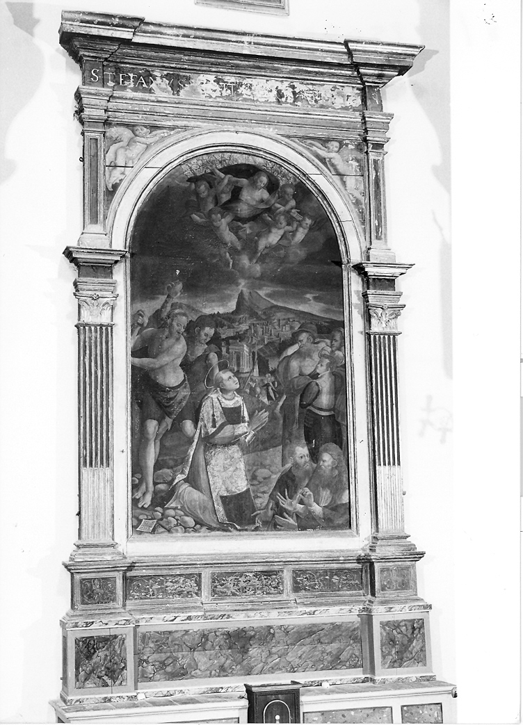 lapidazione di Santo Stefano (dipinto) di Magistris Simone de, Magistris Giovan Francesco de (sec. XVI)