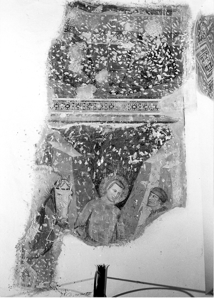 San Francesco d'Assisi dona il mantello al povero cavaliere (dipinto, frammento) di Nuzi Allegretto (attribuito) (seconda metà sec. XIV)