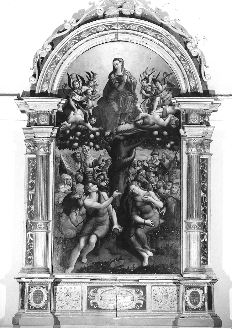 Immacolata Concezione e l'albero del bene e del male (dipinto) di Ramazzani Ercole (sec. XVI)