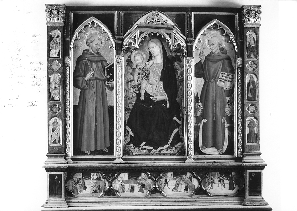 Madonna con Bambino, San Francesco e San Bernardino (dipinto) di Francesco di Gentile (attribuito) (seconda metà sec. XV)