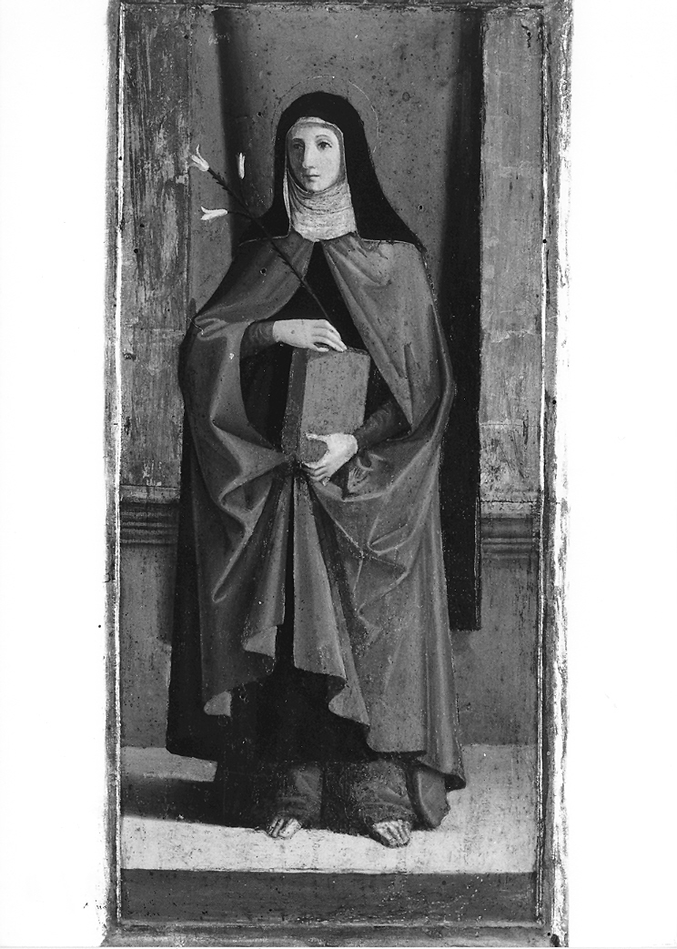 Santa Chiara (dipinto, elemento d'insieme) di Palmezzano Marco (sec. XVI)
