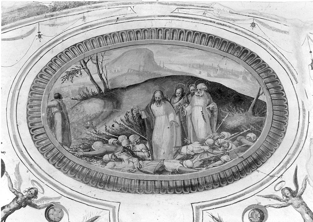 guardie atterrite di fronte a Cristo (dipinto, elemento d'insieme) di Magistris Simone de, Magistris Giovan Francesco de (sec. XVI)