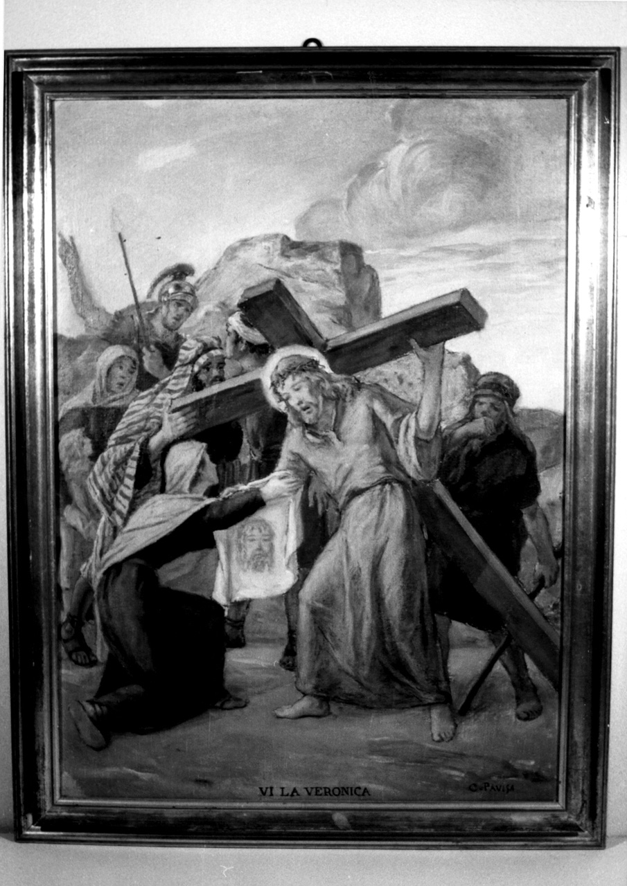 La Veronica, stazione VI: Gesù asciugato dalla Veronica (dipinto, elemento d'insieme) di Pavisa Ciro (inizio sec. XX)