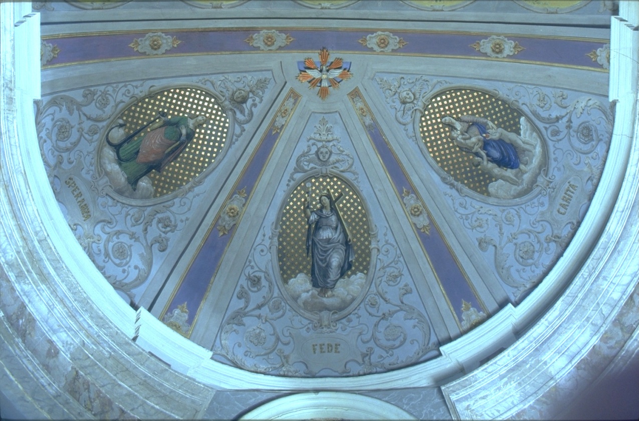 Fede, Speranza, Carità, tre Virtù Teologali (dipinto, elemento d'insieme) di Mazzanti (ultimo quarto sec. XIX)