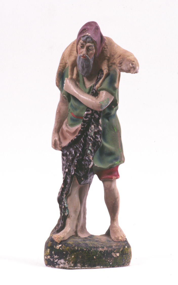 pastore (statua da presepio, elemento d'insieme) - bottega pesarese (inizio sec. XX)