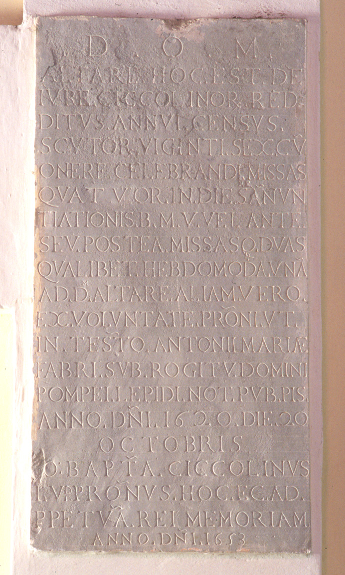 lapide - bottega pesarese (sec. XVII)