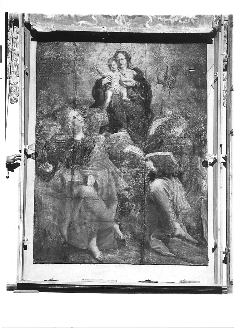 Madonna con Bambino e Santi (dipinto) di Peruzzini Domenico (cerchia) (sec. XVII)