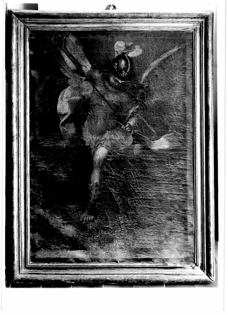 San Michele Arcangelo combatte Satana (dipinto) di Ridolfi Claudio (cerchia) (metà sec. XVII)