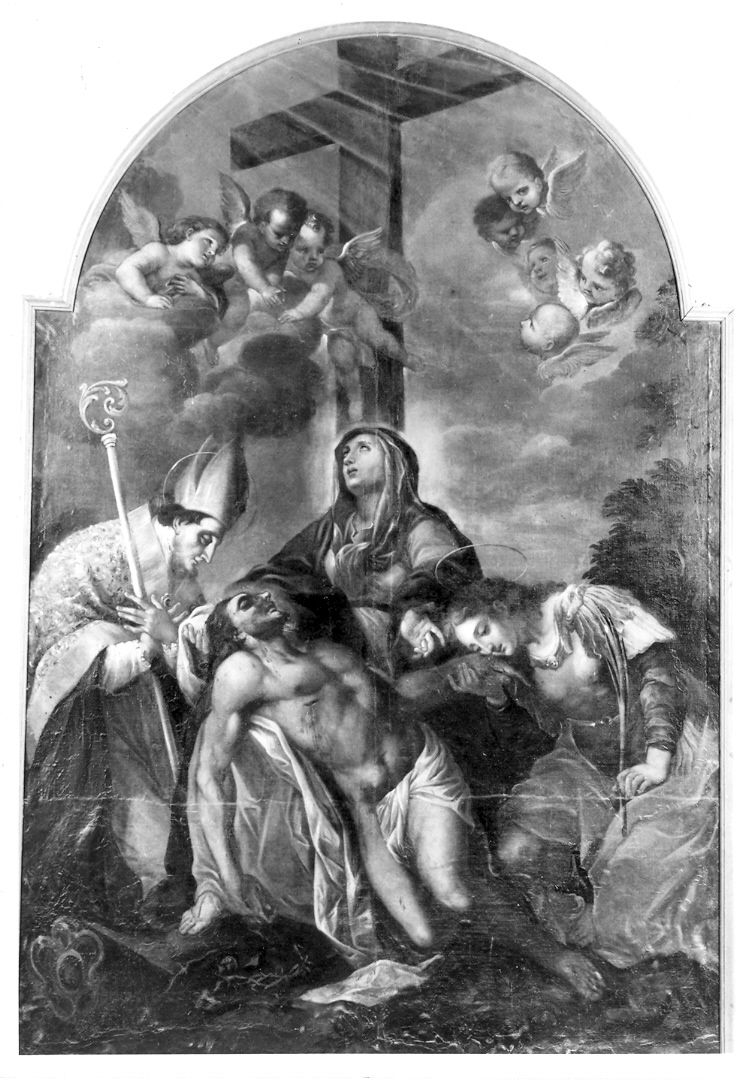 Cristo in pietà tra San Liberato e San Vitale (dipinto) di Ricci Alessandro (seconda metà sec. XVIII)
