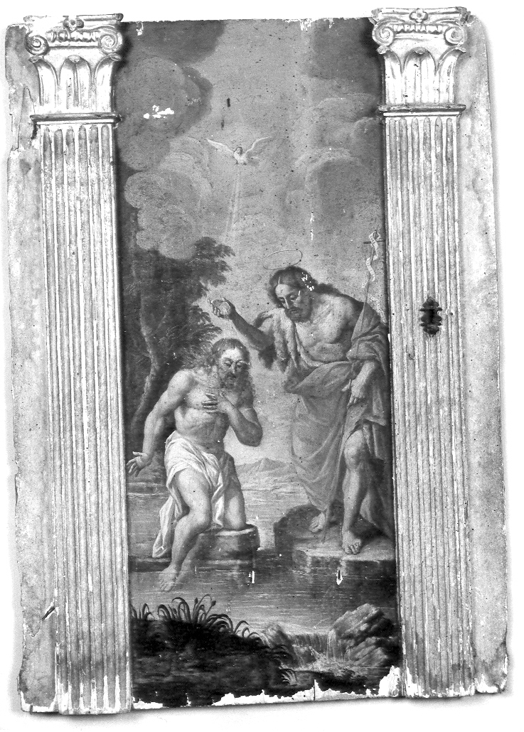 San Giovanni Battista benedice Cristo (dipinto, frammento) - ambito italiano (sec. XVI)