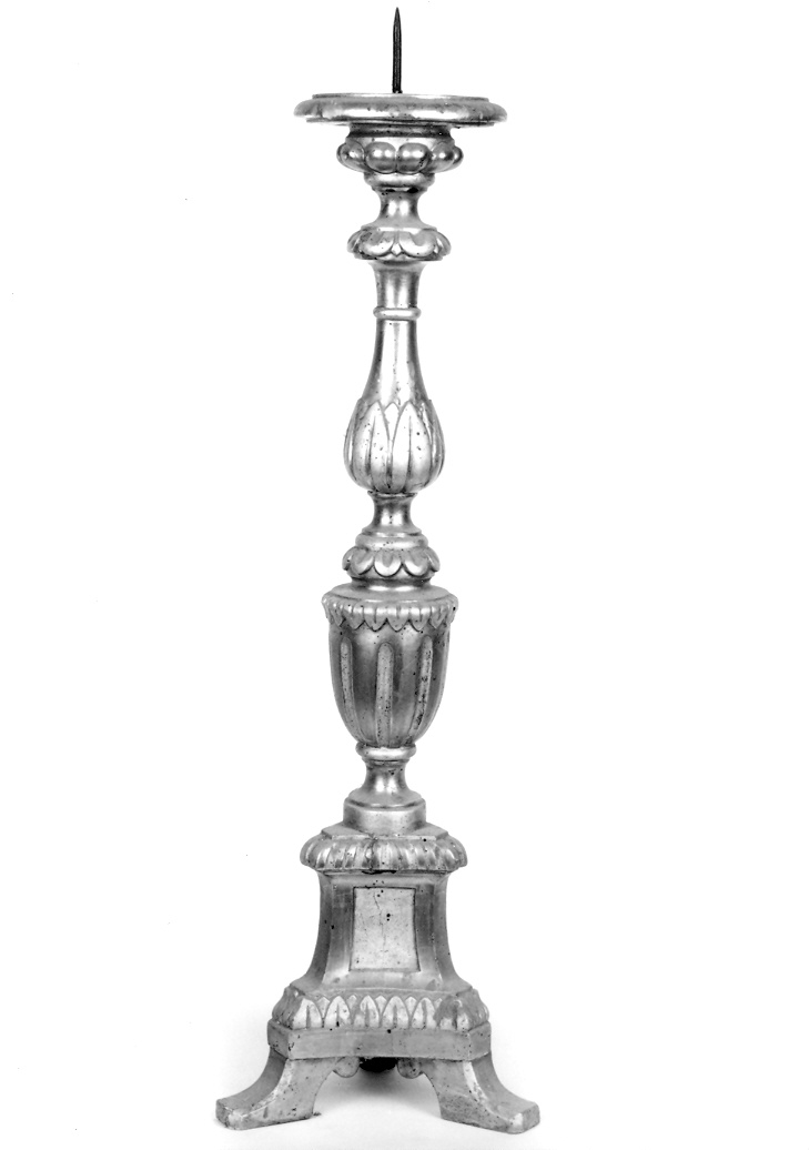 candelabro, serie - bottega marchigiana (fine/inizio secc. XVIII/ XIX)