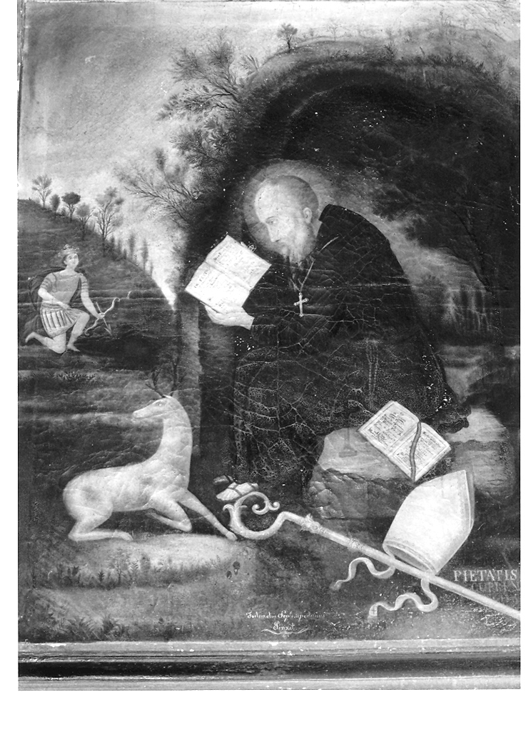 Sant'Egidio e il cervo (dipinto) - ambito marchigiano (seconda metà sec. XIX)