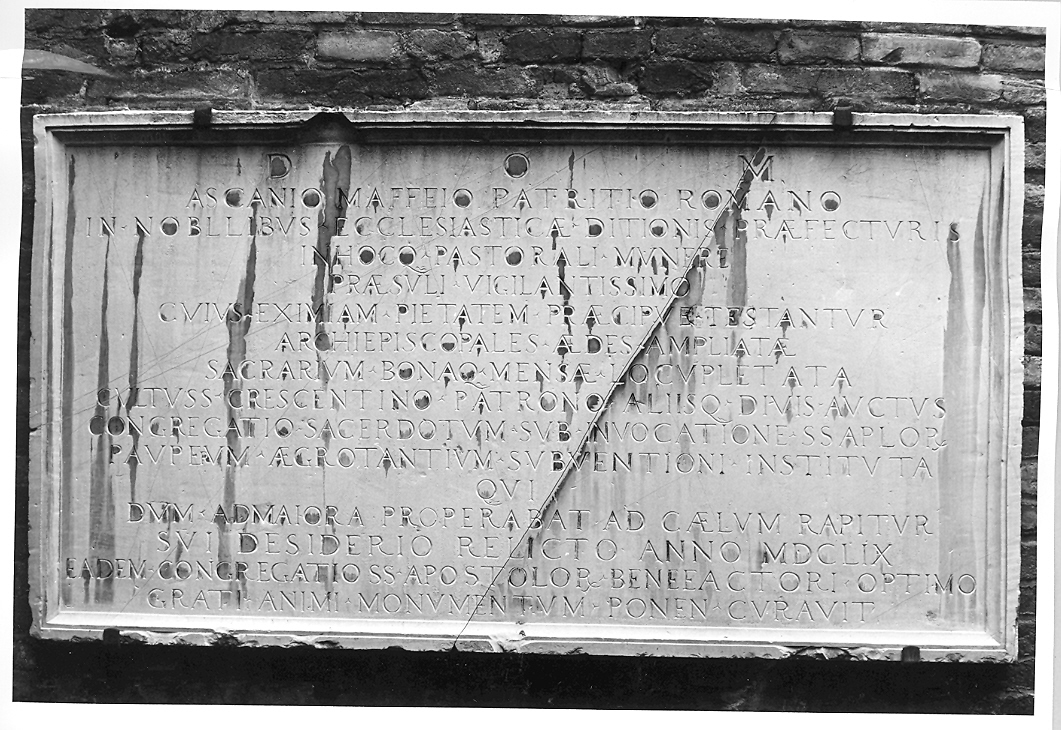 lapide commemorativa - bottega marchigiana (metà sec. XVII)