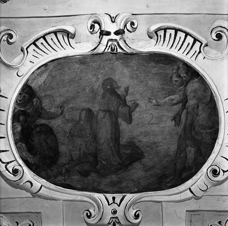 San Francesco di Paola sulle acque dello stretto di Messina (dipinto, elemento d'insieme) di Viviani Antonio detto Sordo (sec. XVII)