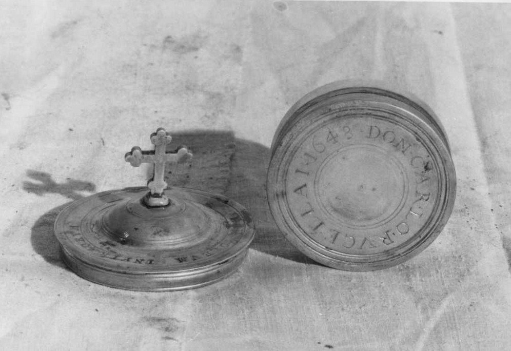 vasetto per l'olio degli infermi - bottega marchigiana (sec. XVII)