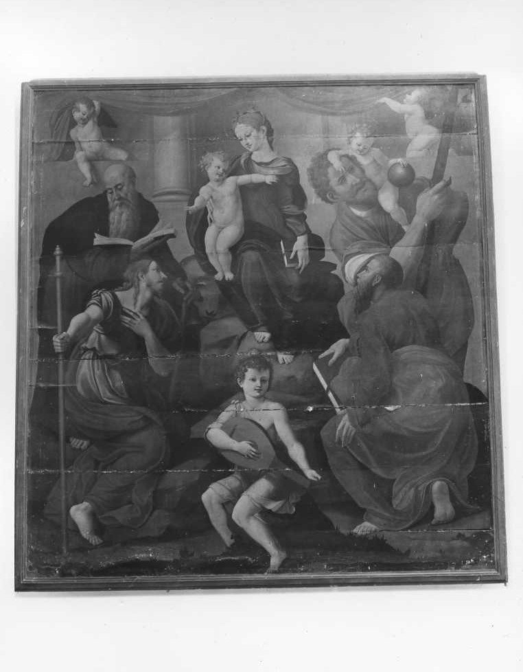 Madonna con Bambino e Santi (dipinto) di Palmerini Pietro Antonio detto Crocchia (sec. XVI)