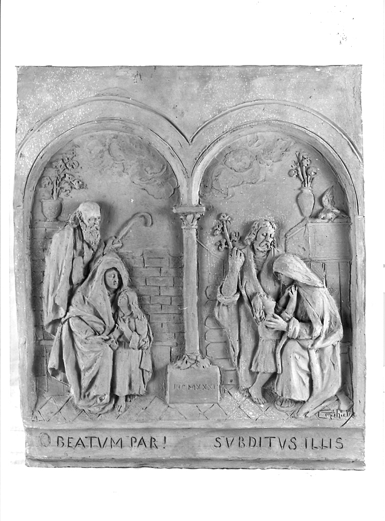 Sacra Famiglia (rilievo) di Michieli Giuseppe (sec. XX)