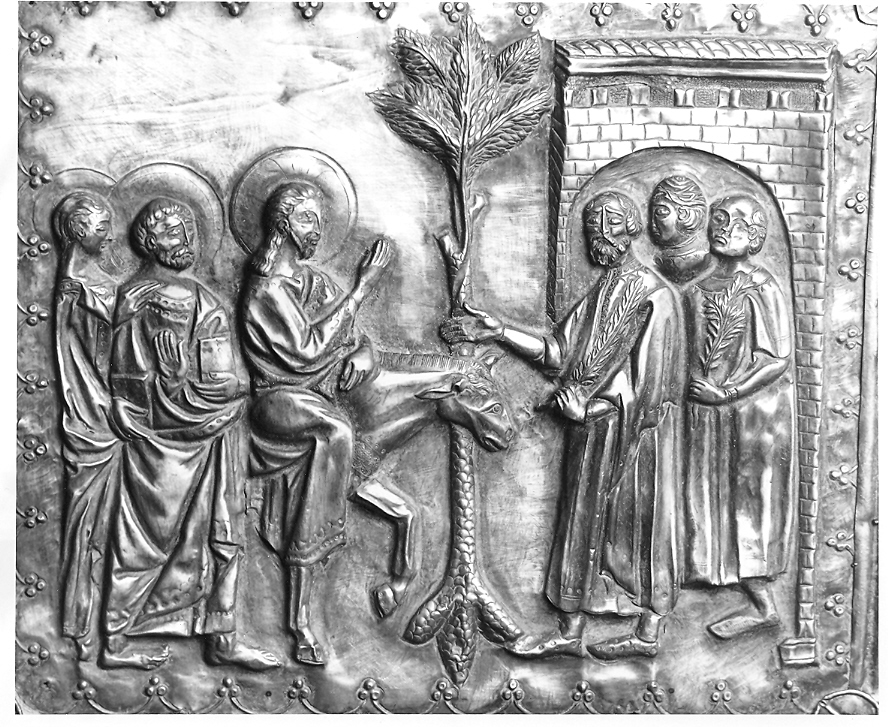 entrata di Cristo in Gerusalemme (placchetta, elemento d'insieme) - bottega marchigiana (fine/inizio secc. XIV/ XV)