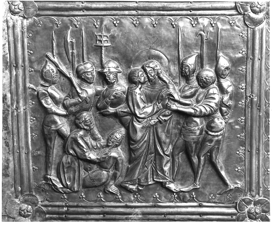 tradimento di Giuda (placchetta, elemento d'insieme) - bottega marchigiana (fine/inizio secc. XIV/ XV)