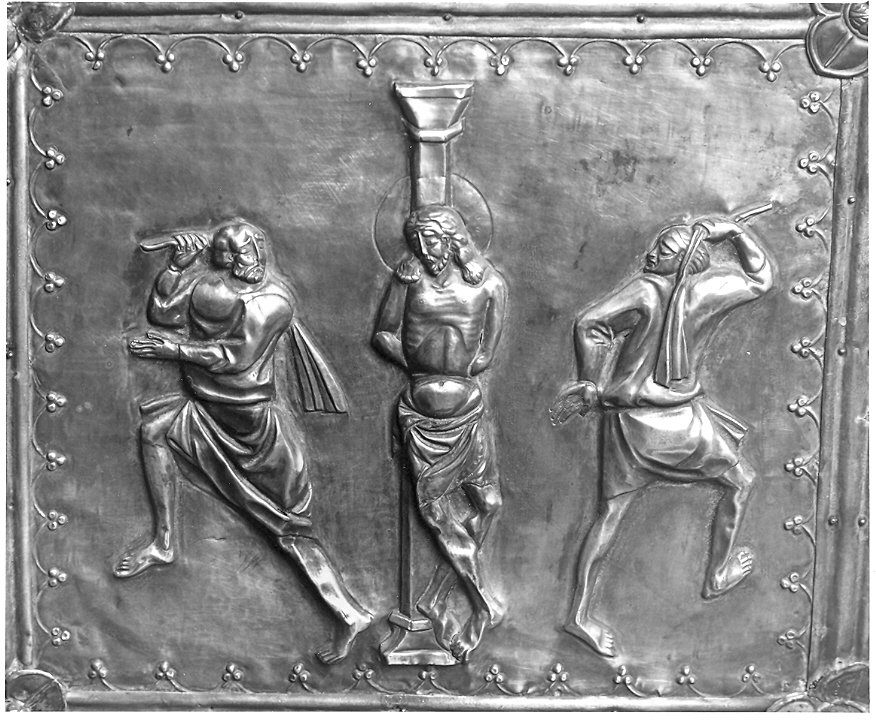 flagellazione di Cristo (placchetta, elemento d'insieme) - bottega marchigiana (fine/inizio secc. XIV/ XV)