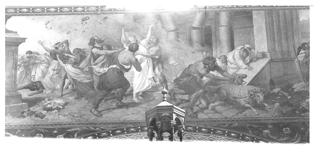 distruzione del tempio pagano (dipinto) di Mariani Cesare (sec. XIX)