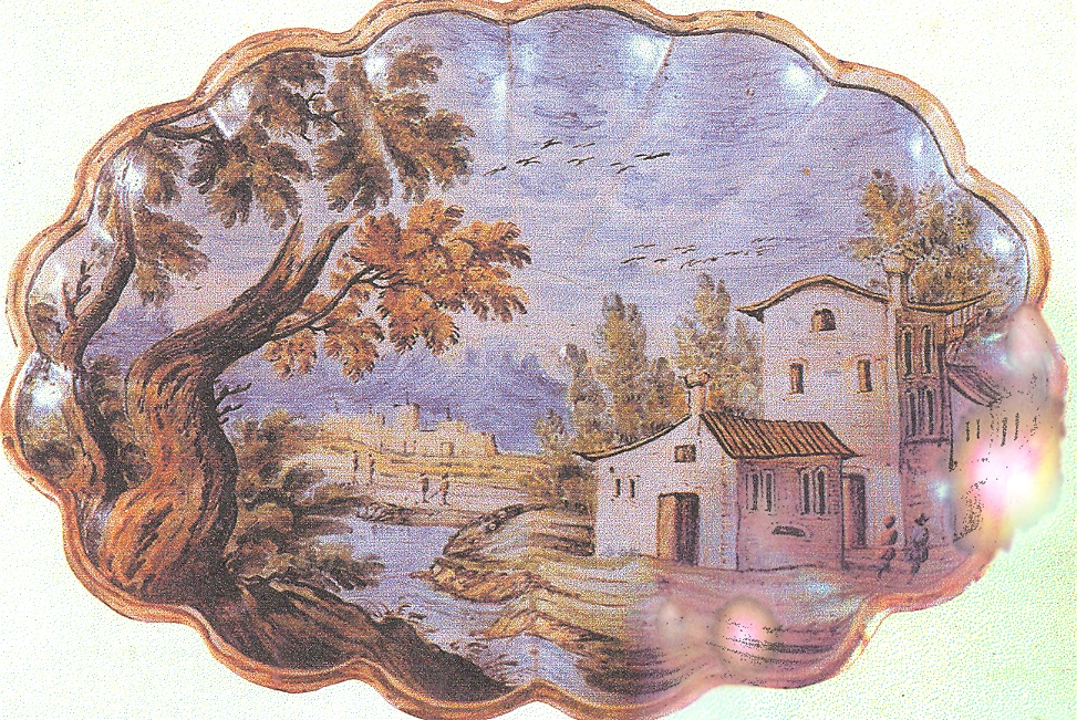 paesaggio (crespina) - manifattura castellana (inizio sec. XIX)