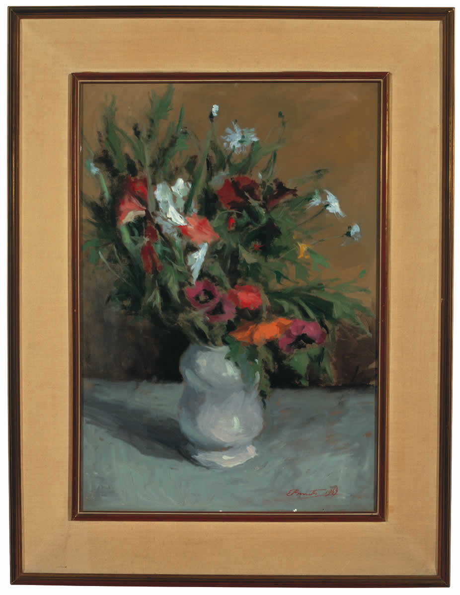 vaso con fiori (dipinto) di Bonetti Enzo (sec. XX)
