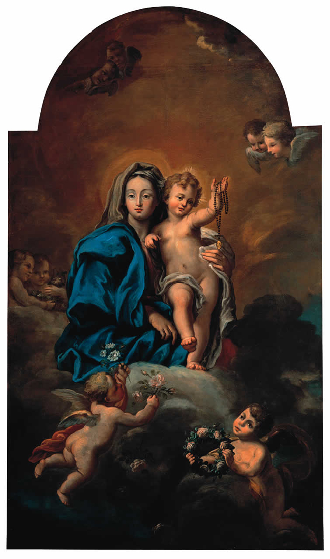Madonna del Rosario (dipinto) di Ceccarini Sebastiano (e aiuti) (sec. XVIII)