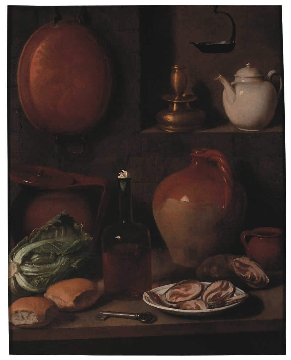 natura morta con verdura e carne (dipinto) di Magini Carlo (secc. XVIII/ XIX)