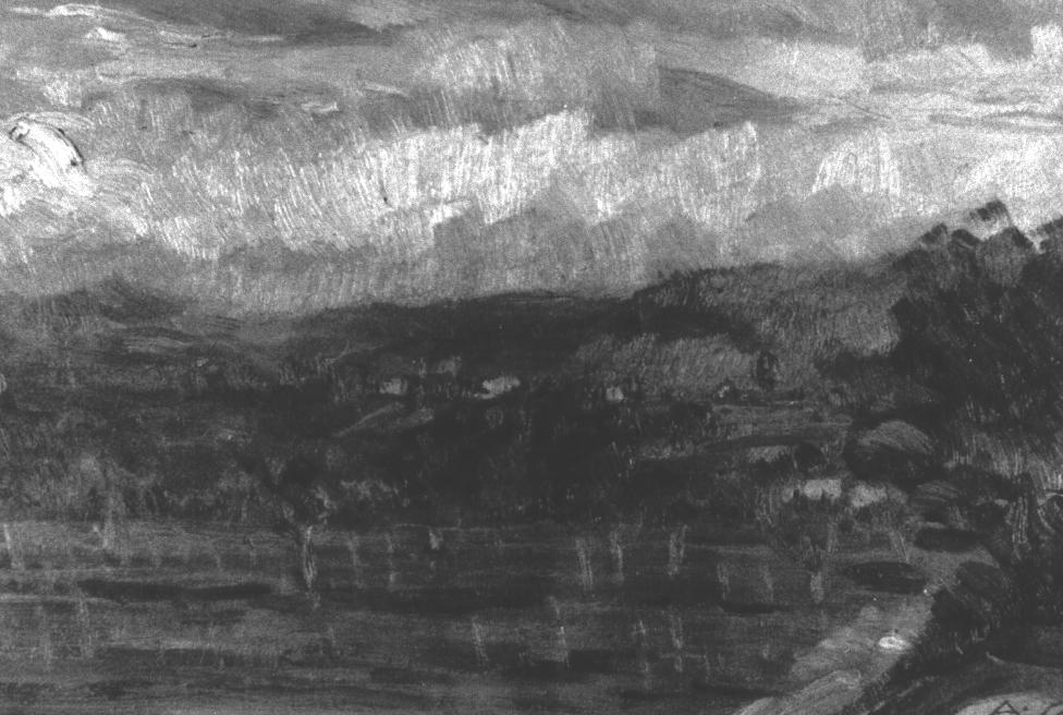 Filari di viti, paesaggio (dipinto) di Santi Archimede (sec. XX)