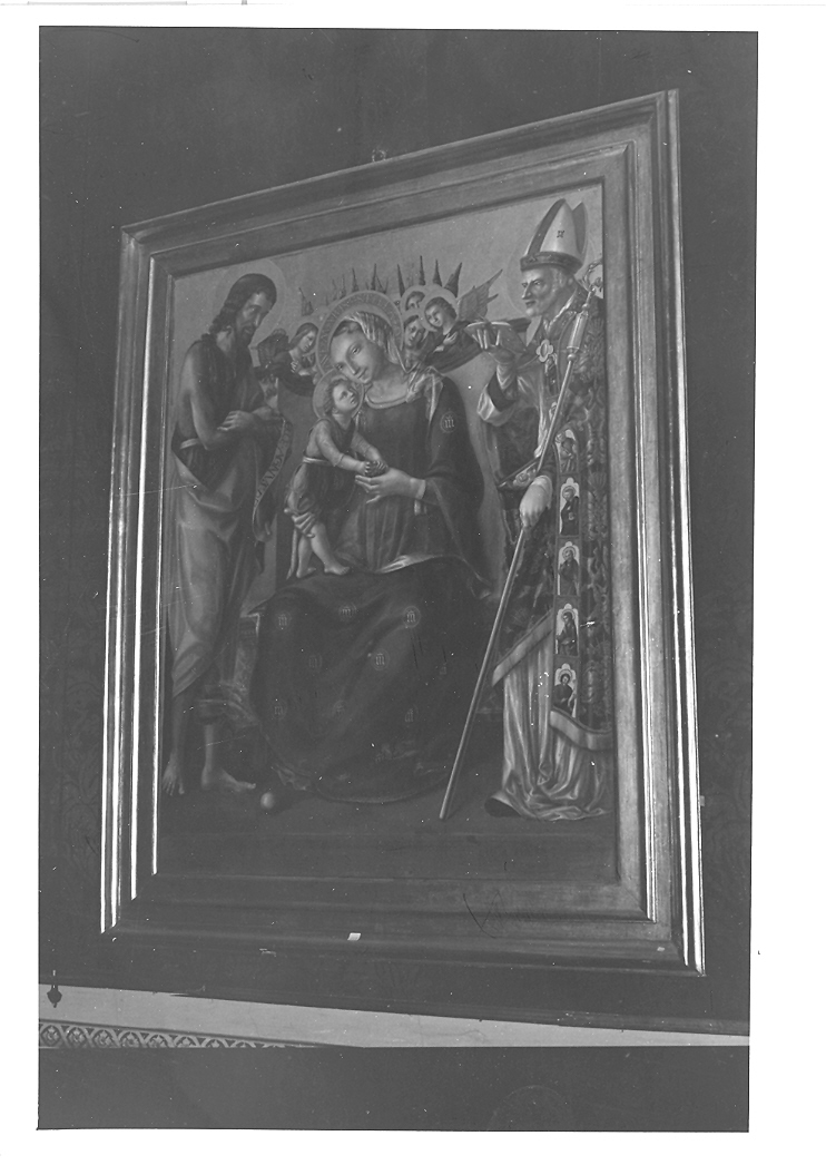 Madonna in trono con Bambino e Santi (dipinto) di Monachesi Francesco (sec. XIX)