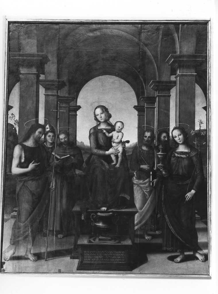 Madonna in trono con Bambino e Santi (dipinto) di Vannucci Pietro detto Perugino (sec. XV)