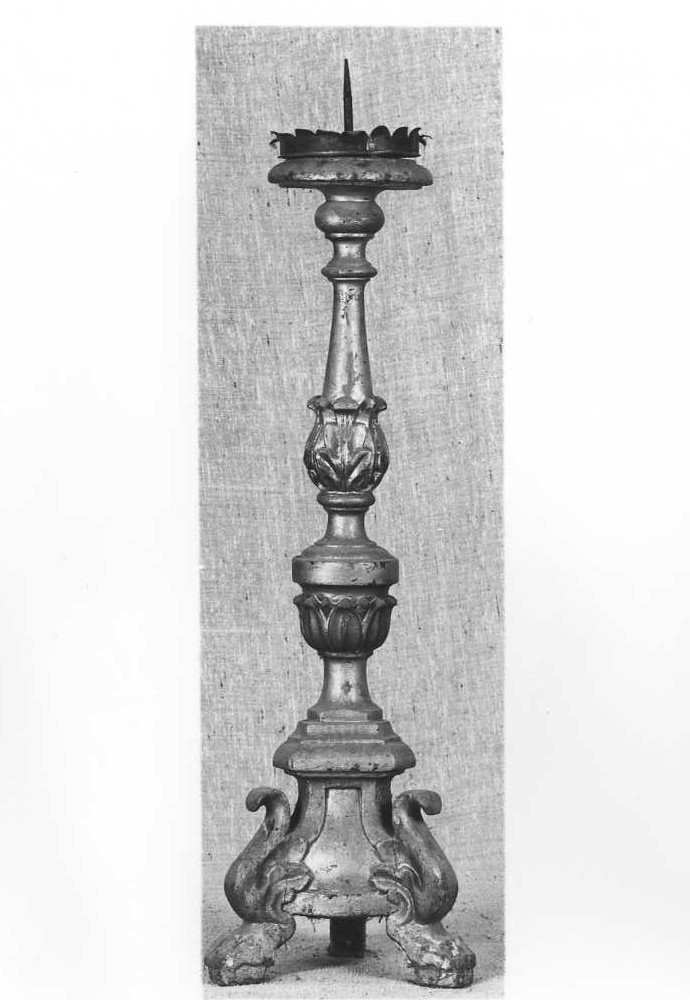 candelabro, serie - bottega marchigiana (fine/inizio secc. XVIII/ XIX)