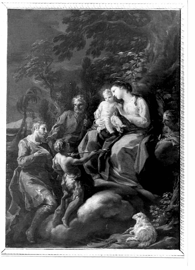 Sacra Famiglia e San Rocco (dipinto) di Giaquinto Corrado (attribuito) (sec. XVIII)