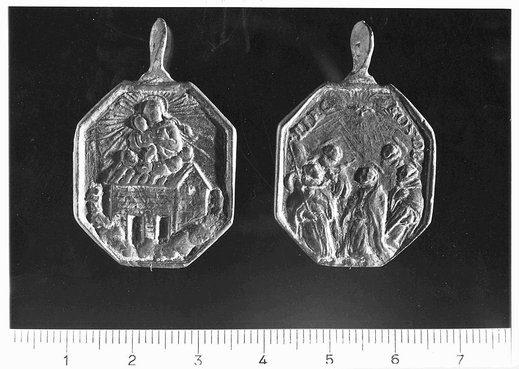 trasporto della Santa Casa a Loreto; Santi (medaglia) - produzione marchigiana (sec. XIX)