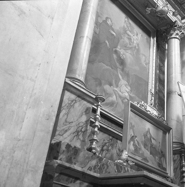 San Nicola da Tolentino intercede per le anime del purgatorio (dipinto) di Nardini Tommaso (attribuito) (sec. XVIII)