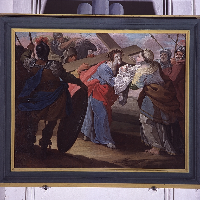 stazione VI: Gesù asciugato dalla Veronica (dipinto, elemento d'insieme) di Bertuzzi Nicola detto Anconitano (sec. XVIII)