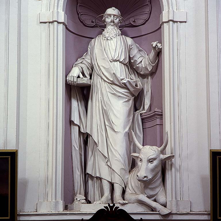 San Luca Evangelista (statua) di Rusconi Camillo (scuola) (sec. XVIII)