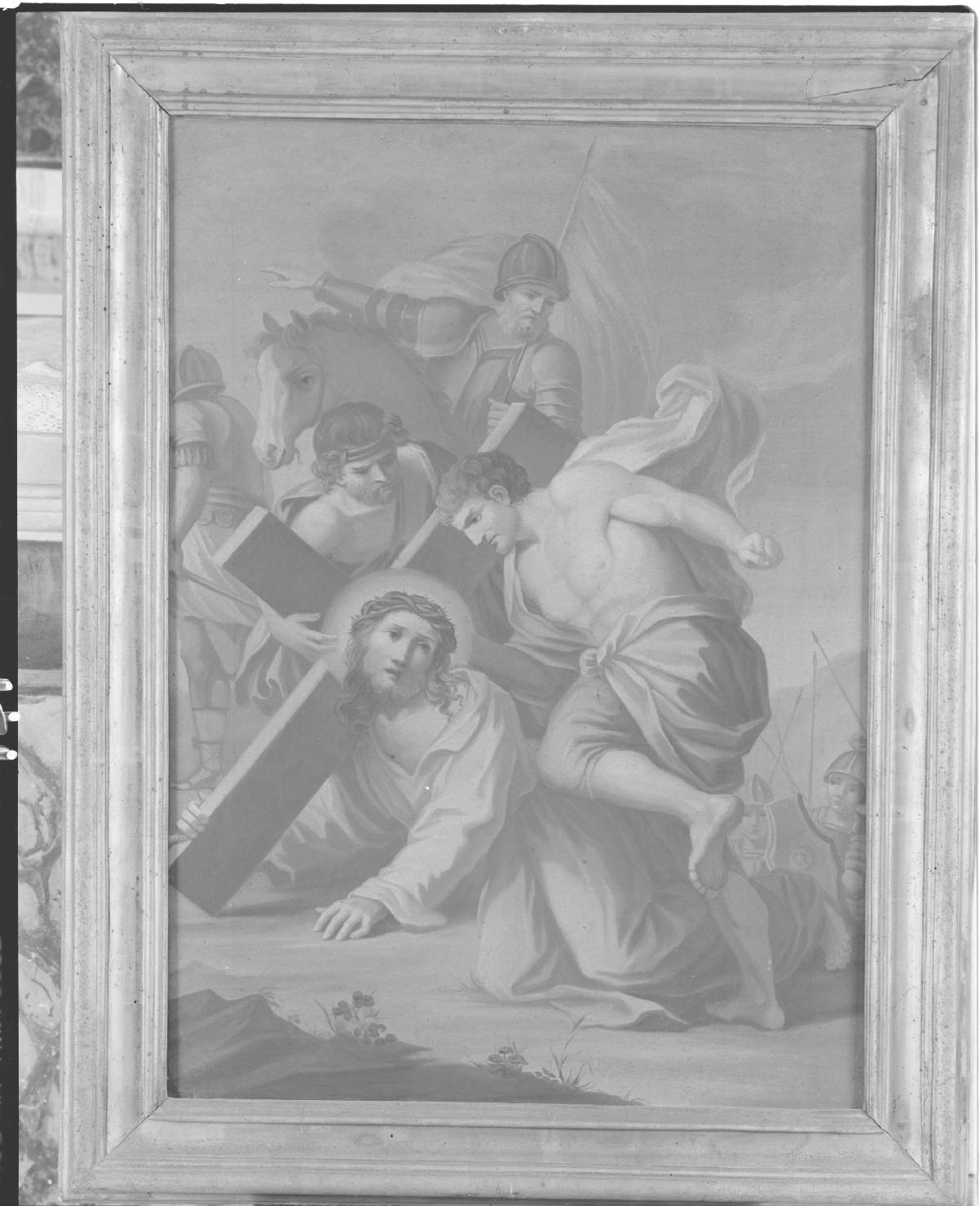 stazione IX: Gesù cade sotto la croce la terza volta (Via Crucis, elemento d'insieme) - ambito marchigiano (sec. XVIII)