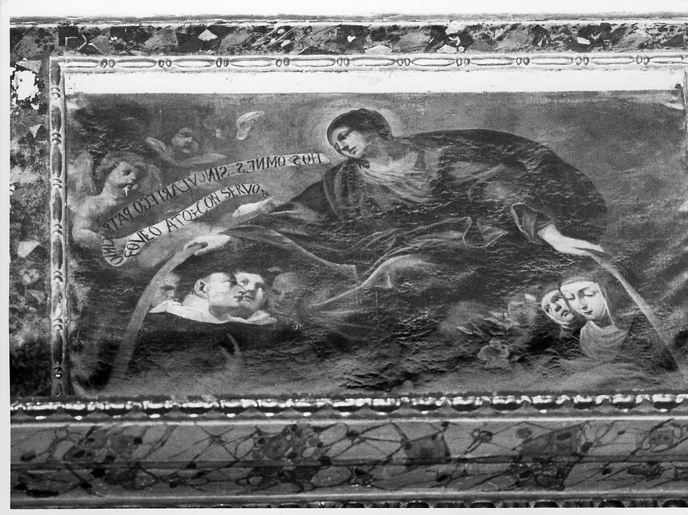 Madonna del Rosario con San Domenico e devoti (dipinto) di Trasi Ludovico (metà sec. XVII)